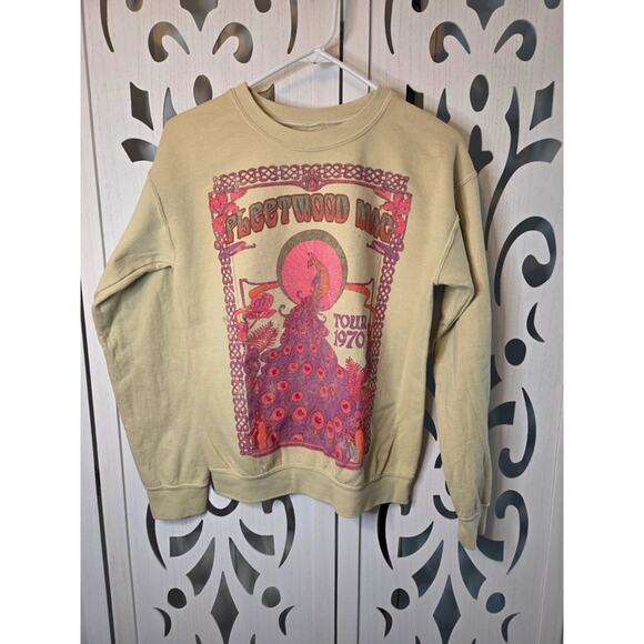 Fleetwood Mac Tops - Fleetwood Mac 1970 Tour Sweatshirt Peacock Graphic Cream XS Band Tee